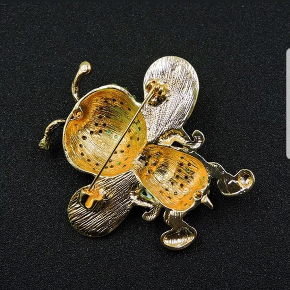 BJ-Hot Green, Crystal Bee, Rhinestone Brooch - Picture 3 of 3